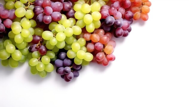 Colorful grapes on white background top view Created With Generative AI Technology