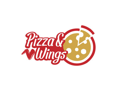 Pizza and Chicken Wings Restaurant Logo Design Template