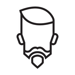 Vector minimal Barbershop logo icon of man head, black lines on white background, minimalistic, hair, hairstyle - minimal style barber vintage design	