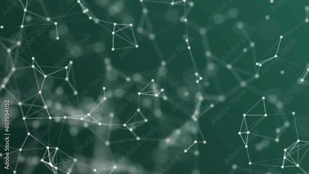 Fototapete Abstract Green backgroundPlexus Digital Geometrical Background Loop/ 4k animation of abstract technology background with moving lines and dots for network digital data looping