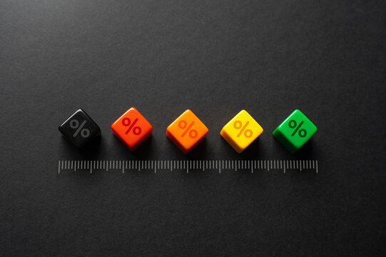 Ruler scale from interest rates. Favorable discounts offers. Deposits and investments. Maximize financial gains. Attractive deals and investment opportunities available. Financial investment planning.