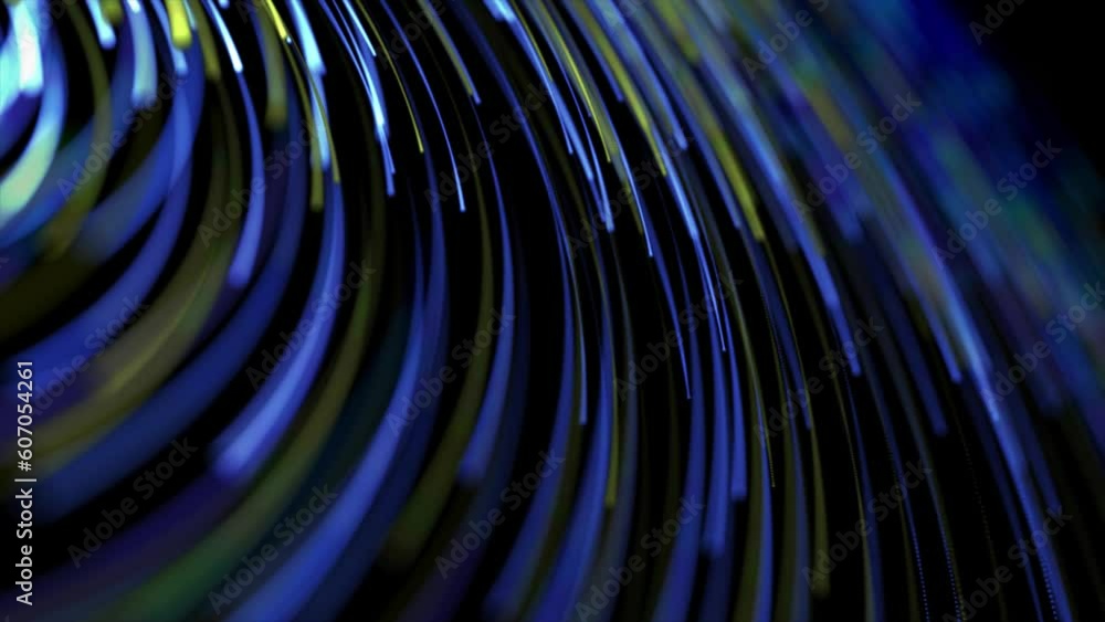 Poster swirl line loop of technology background. neon swirl yellow and blue circle rotation line background