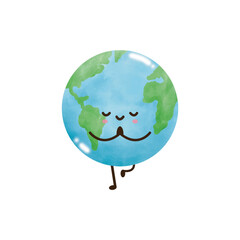world and yoga watercolor, Love earth on white backgroud vector illustration 