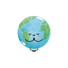 world and yoga watercolor, Love earth on white backgroud vector illustration 