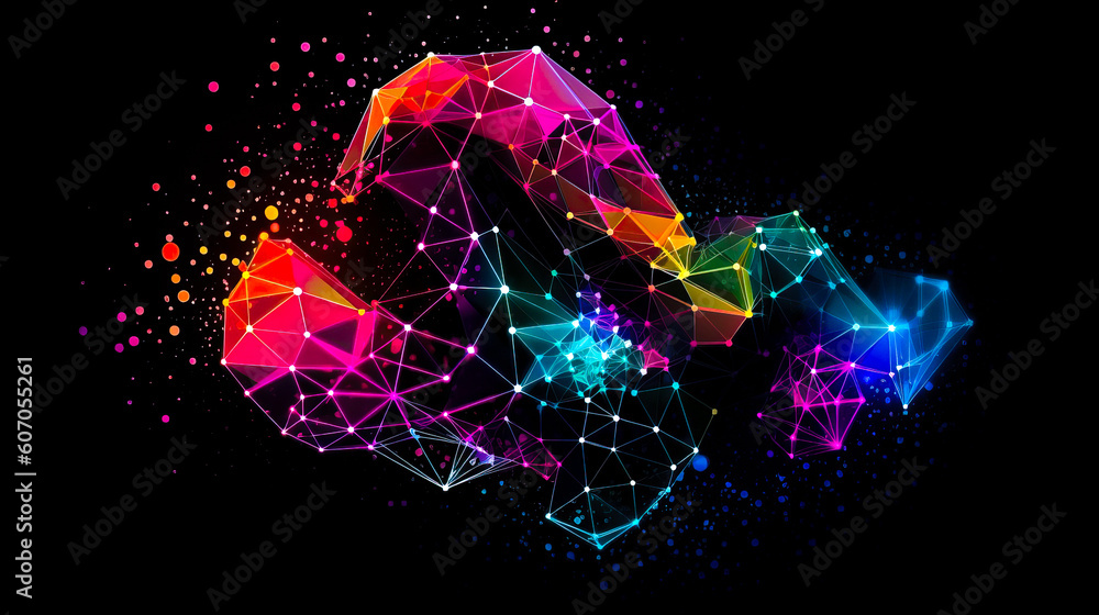 Aufkleber blockchain technology with icons. how blockchain works. abstract background. ai generated