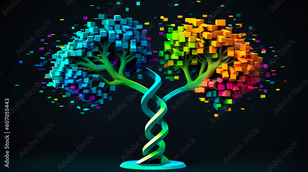 Poster bitcoin, cryptocurrency and blockchain technology, concept tree for your design. ai generated