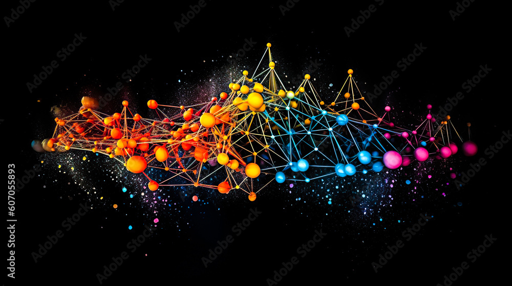 Aufkleber blockchain technology with icons. how blockchain works. abstract background. ai generated