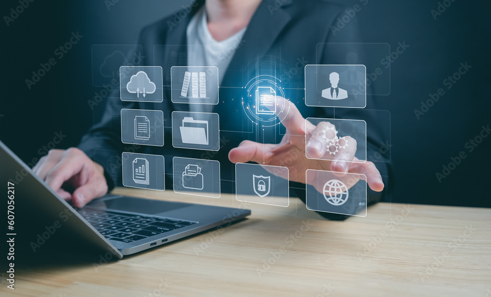 Aufkleber document management system (dms), database and online to manage files. product management system acc