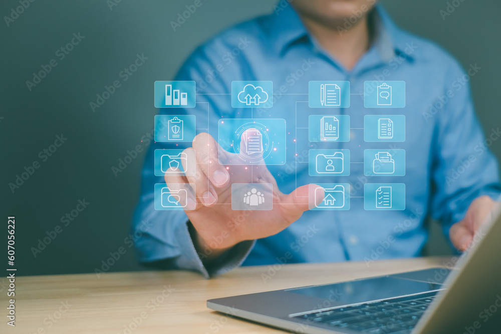 Poster document management system (dms), database and online to manage files. product management system acc