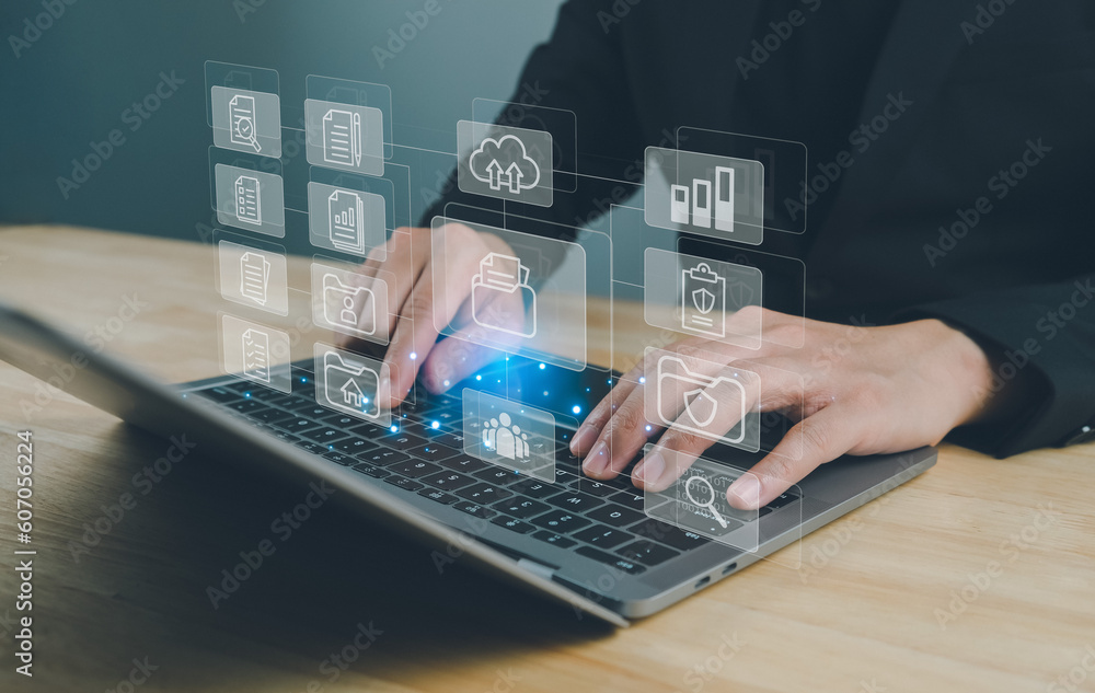 Poster document management system (dms), database and online to manage files. product management system acc