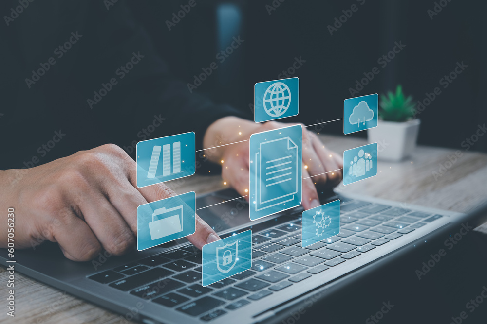 Poster document management system (dms), database and online to manage files. product management system acc