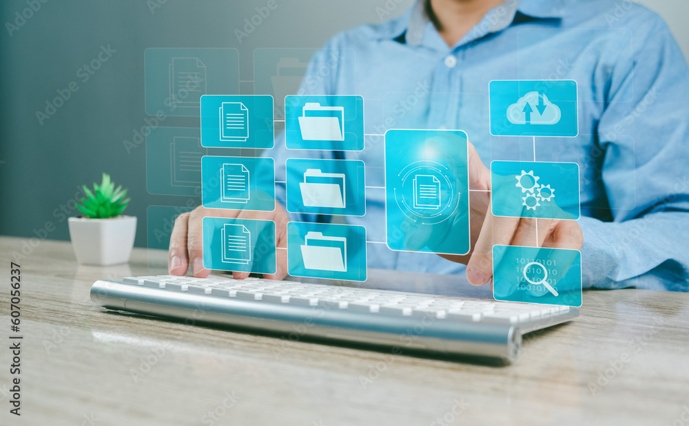 Poster document management system (dms), database and online to manage files. product management system acc