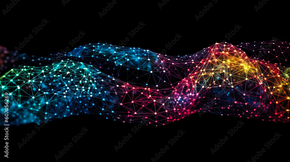 Aufkleber blockchain technology with icons. how blockchain works. abstract background. ai generated