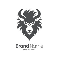 Bison logo with modern concept. Wild animal vector logo design template.