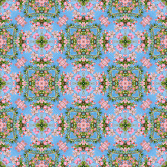Seamless pattern of romantic pink flower with oil painting.
