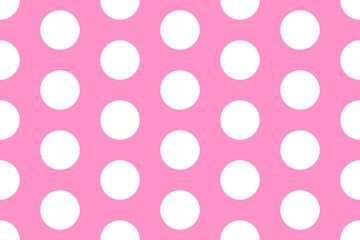 Barbie style. Seamless vector pattern with classic white peas on a pink background. Barbiecore. Cotton Fabric for Sewing, Patchwork, Print Design Tissue textile Cloth Fabrics. Vector illustration