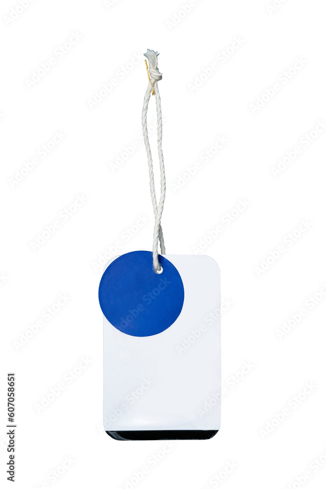 Aufkleber empty round and rectangle tag with string isolated. mockup of fashion branding