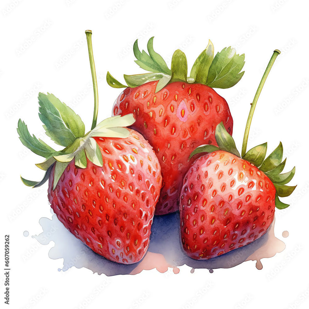 Poster generative ai generative ai strawberries with leaves isolated on a white background