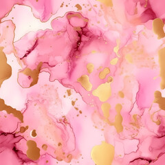 Pink & Gold Alcohol Ink Seamless Pattern