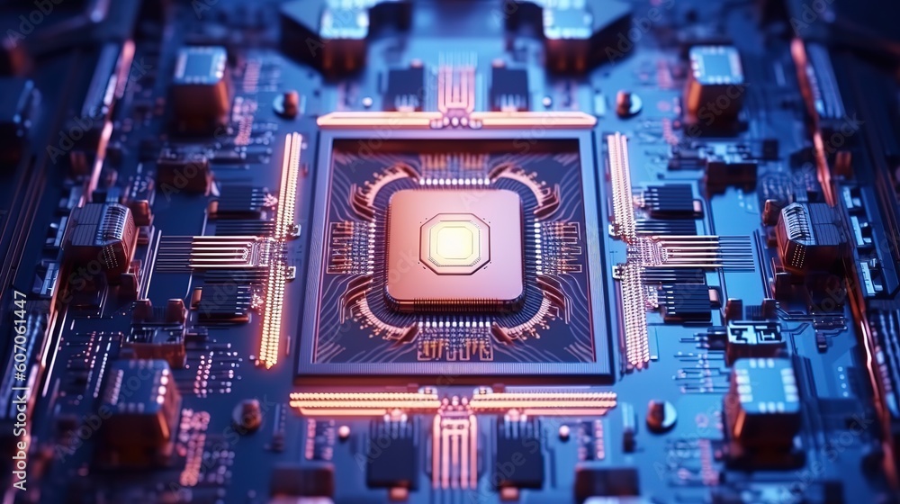Poster Artificial intelligence, the concept of artificial intelligence, the basics of technology. Futuristic innovative technologies. Generative AI