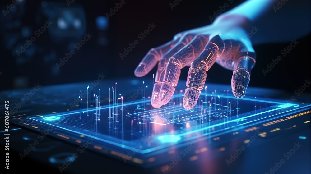 Leinwandbilder Artificial intelligence with machine deep learning and data mining and other modern user interface. Futuristic innovative technologies. Generative AI