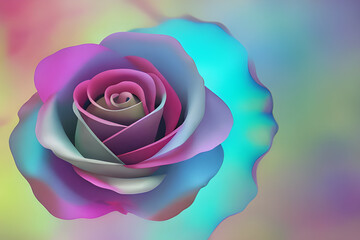 Naklejka na ściany i meble luminous translucent rose flower, abstract art, beautiful background, 8k, muted colors, soft hues, clear focus, digital drawing, Generative AI, Generative, AI