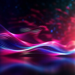 Futuristic background in the shape of a wave created using Generative AI technology