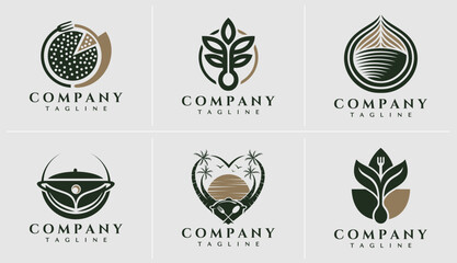 Luxury eco leaf cooking utensil logo design