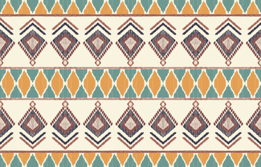 Ethnic abstract ikat art. Aztec ornament print. geometric ethnic pattern seamless  color oriental.  Design for background ,curtain, carpet, wallpaper, clothing, wrapping, Batik, vector illustration.