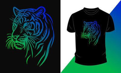 Vector graphic t-shirt design, with tiger