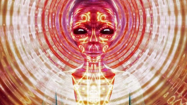 alien releasing psychic waves as ripples from the mind