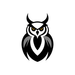 simple minimalist symmetrical owl logo vector illustration template design