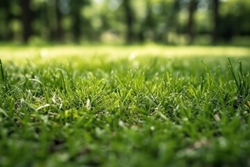 Selective focus on grass isolated on blur park background