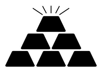 Gold bars symbol illustration, black on white background