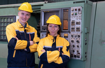 two engineer working at factory