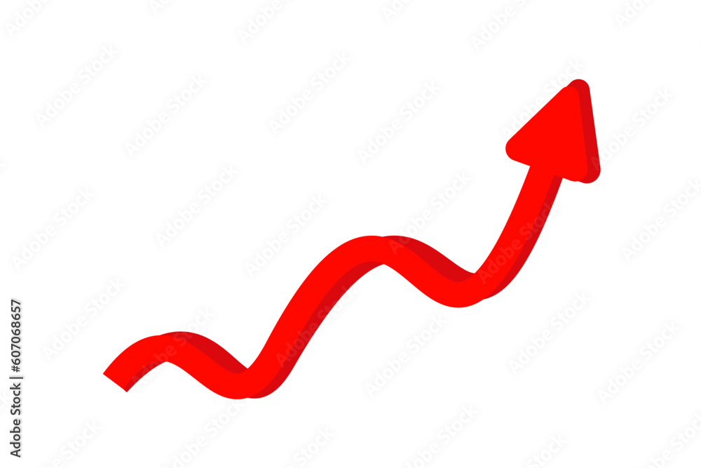 Poster 3d realistic red arrow up. arrow show success of business strategy. replaceable vector design.
