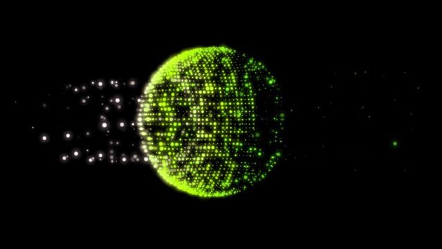 abstract sphere on a green on black background