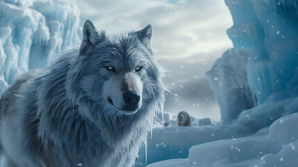 Frozen Wolf, digital ai art.
