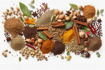 Herbs and spices isolated on white background Generative AI