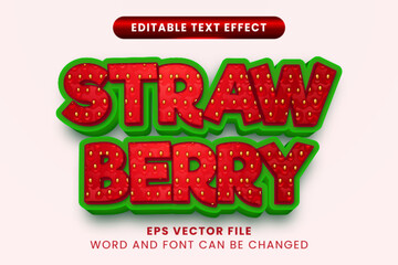 3D strawberry editable vector text effect