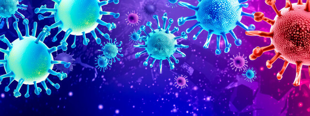 Fototapeta na wymiar macro bacteria, virus under a microscope, danger of disease, epidemic, banner, made with Generative AI