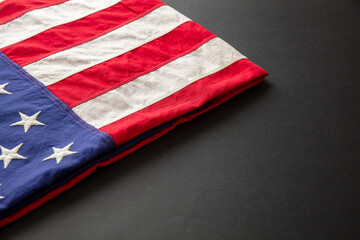 American flag folded closeup, US America National Holiday