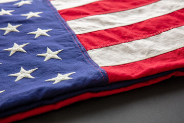 American flag folded closeup, US America National Holiday