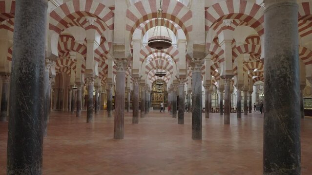 Mezquita Catedral Mosque Cathedral of C&oacute;rdoba Cordoba, Spain - The Columns and Double Tiered Arches in The Original Section of the Mosque Building