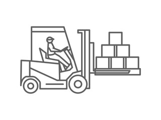 line art icon of person using forklift