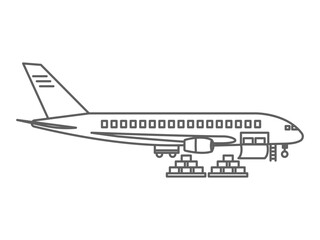 cargo transport airplane line art icon design