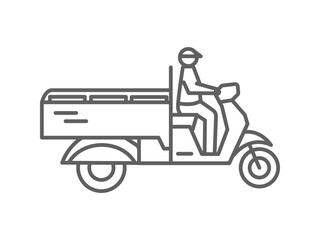 motorized cart courier line art icon