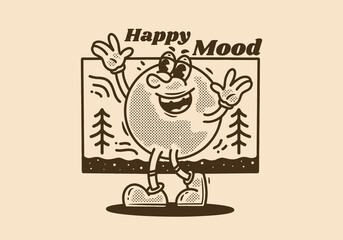 Vintage style illustration of happy character
