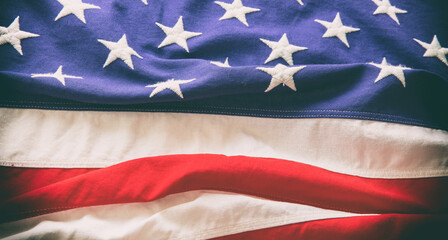 USA flag wave background closeup, American National Holiday