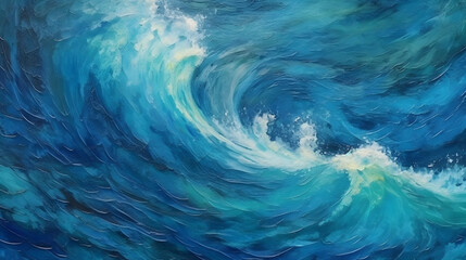 Abstract blue sea water, Top view on blue ocean waves. Nature background. Generative Ai